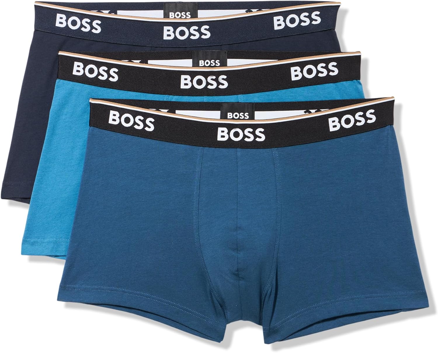 

BOSS мужские трусы 3 шт, разноцветные, с крупным логотипом, Navy/Peacock Blue/Ocean