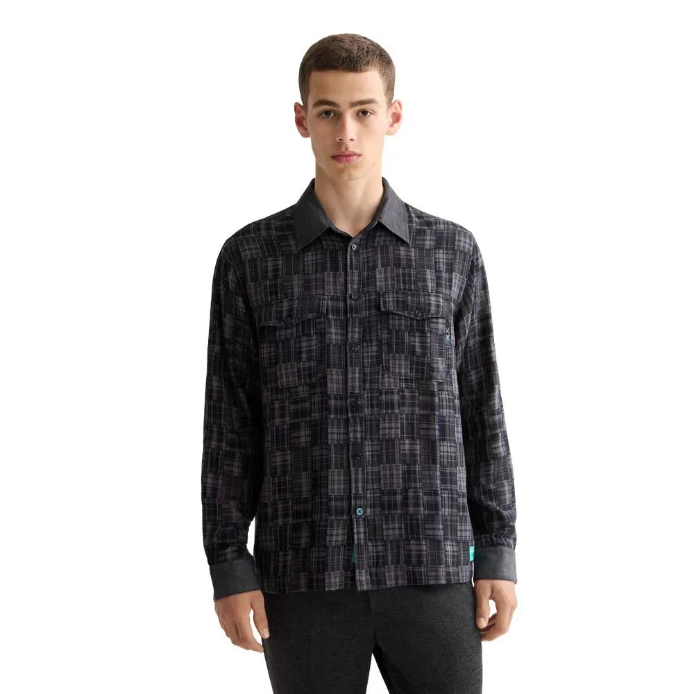 

Рубашка с длинным рукавом Scotch & Soda Patchwork Flannel Relaxed Fit, черный