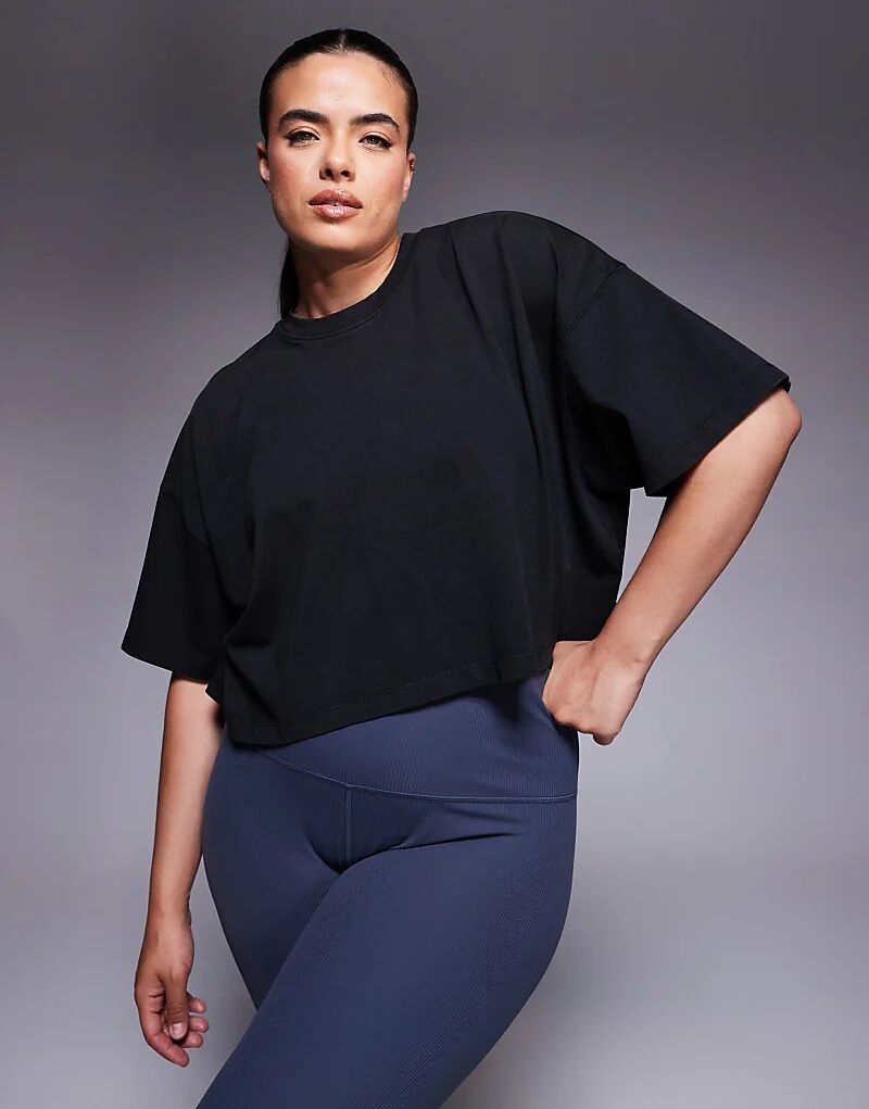 

4505 Curve Icon, укороченная футболка из плотного хлопка с быстросохнущей отделкой, цвет: черный, стираный