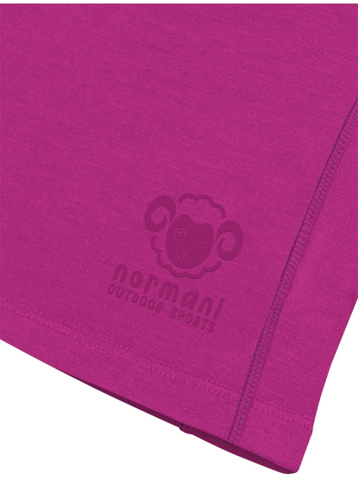 Normani Outdoor Sports Детская футболка с длинным рукавом из мериносовой шерсти с застежкой-молнией на четверть длины, цвет фуксия — фото 4