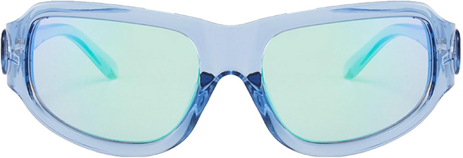 

Солнцезащитные очки-щитки прямоугольной формы для женщин в стиле ретро 90-х и Y2k для мужчин, спортивные солнцезащитные очки Warp Around для мужчин с защитой UV400 mincl, Blue