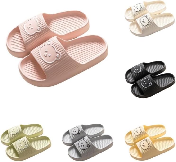 

Милые тапочки с медведем для женщин, летние, мягкие, на платформе, нескользящие, для дома и улицы, кавайные подарки для женщин и мужчин Albiva, розовый