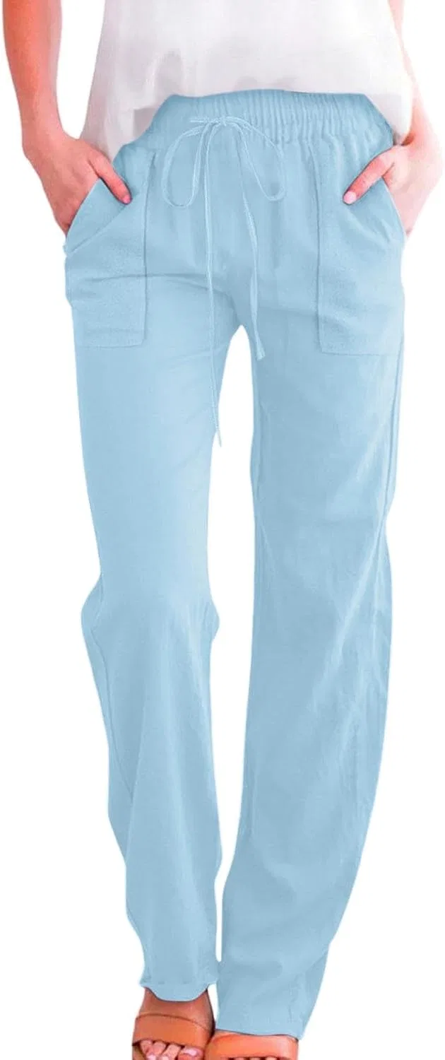 Штаны для активного отдыха женские, свободный крой, на эластичном поясе, Light Blue