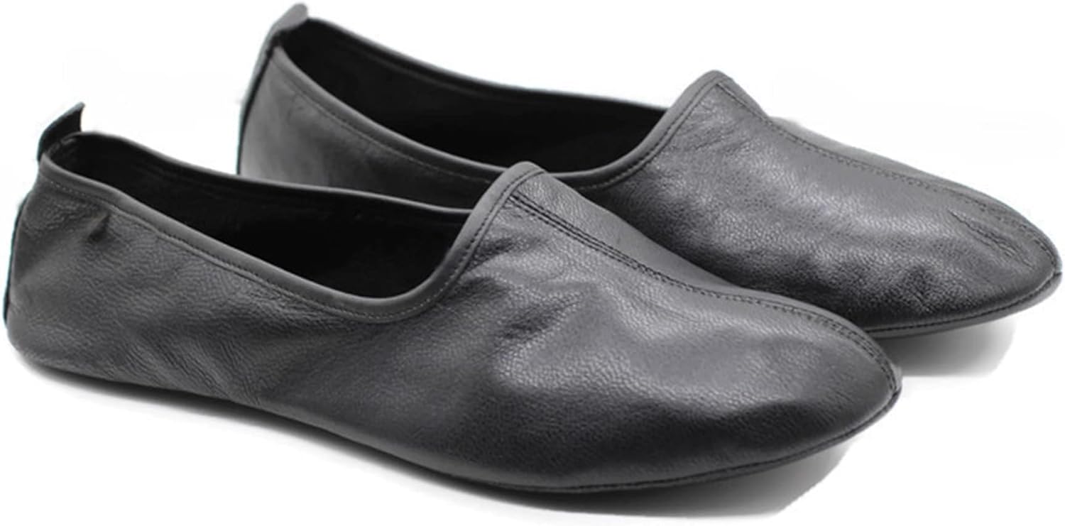 

Домашние кожаные тапочки Akdam Mens Indoor, традиционные бабуши, мокасины, черный