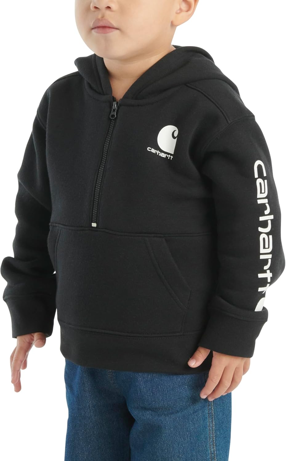Carhartt детская толстовка CA6273 с длинным рукавом и молнией до середины - для мальчиков, Caviar Black & White — фото 4