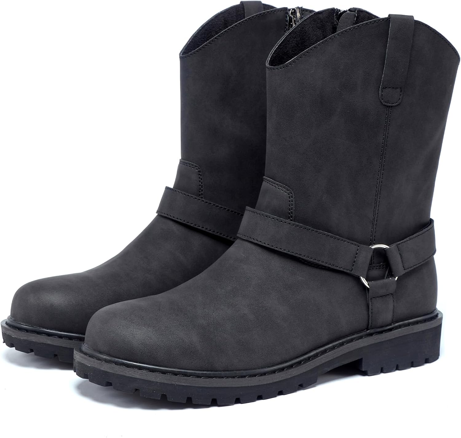 

Мужские классические ретро-мотоциклетные кожаные ботинки WURMIUHD с боковой молнией, противоскользящие, черные водонепроницаемые ботинки на низком каблуке для езды, ковбойские ботинки с широкими голенищами, ботинки для походов и охоты