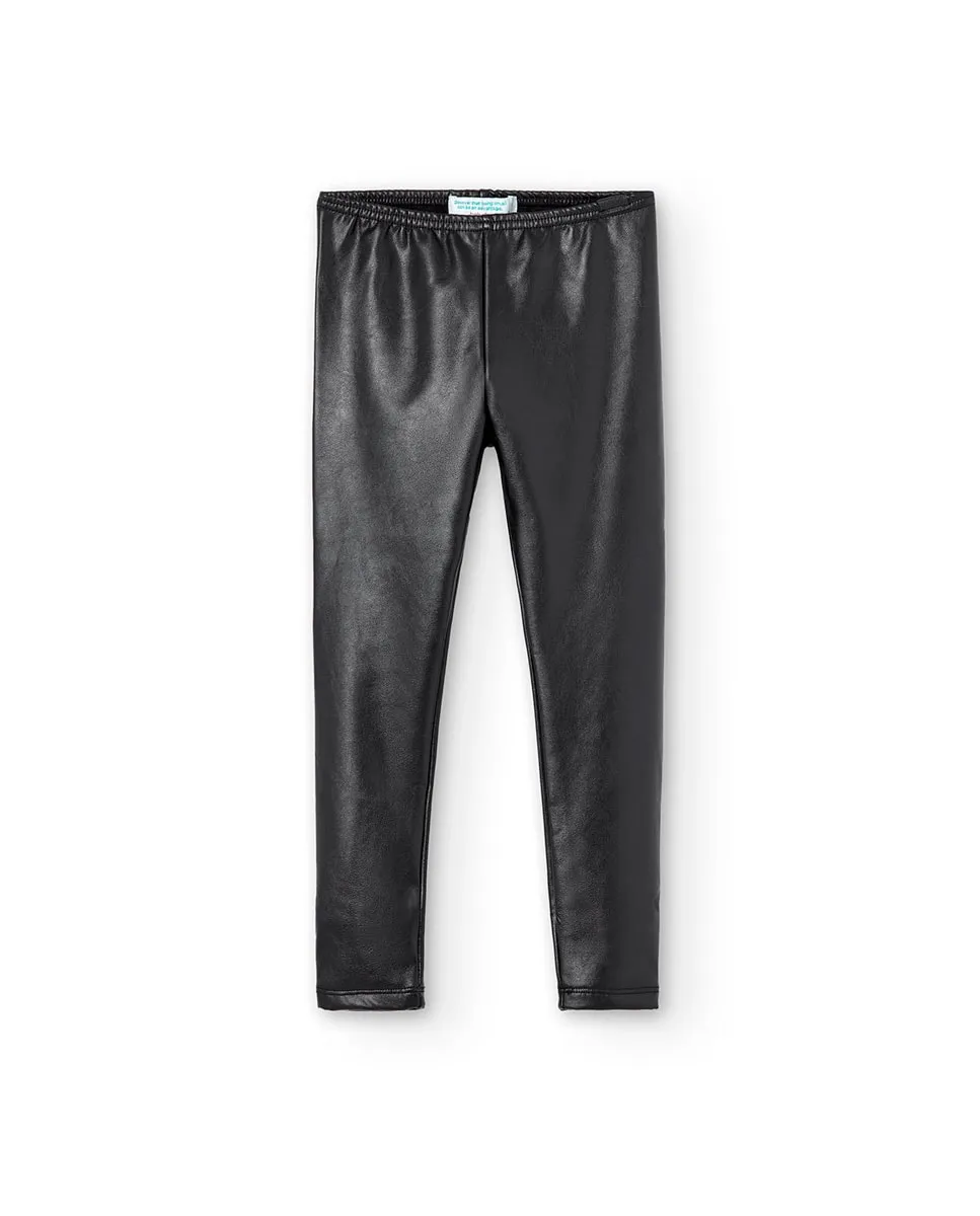 

Детские леггинсы из искусственной кожи с эластичным поясом Boboli, черный