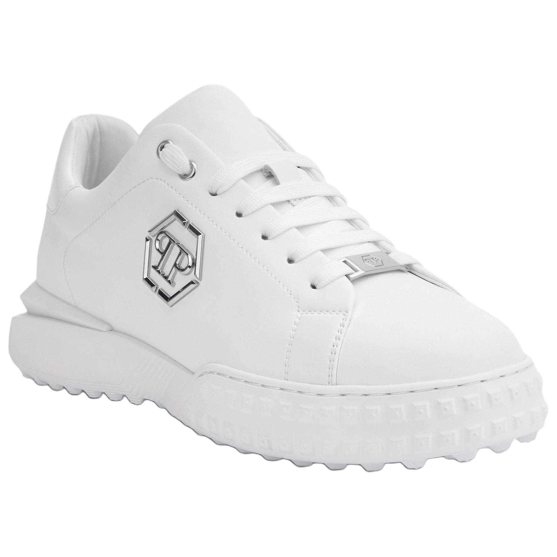 Кроссовки Hexagon Cow Leather Low top Casual Unisex белые PHILIPP PLEIN — фото 4