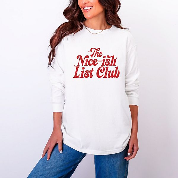

Футболка с длинным рукавом The nice-ish list club distressed Simply Sage Market, White, Белый, Футболка с длинным рукавом The nice-ish list club distressed Simply Sage Market, White