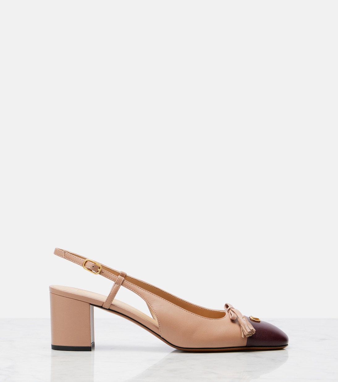 Valet Du Roi 60 кожаные туфли-лодочки на ремешке Valentino Garavani, Rose Cannelle/Dark Garnet — фото 4