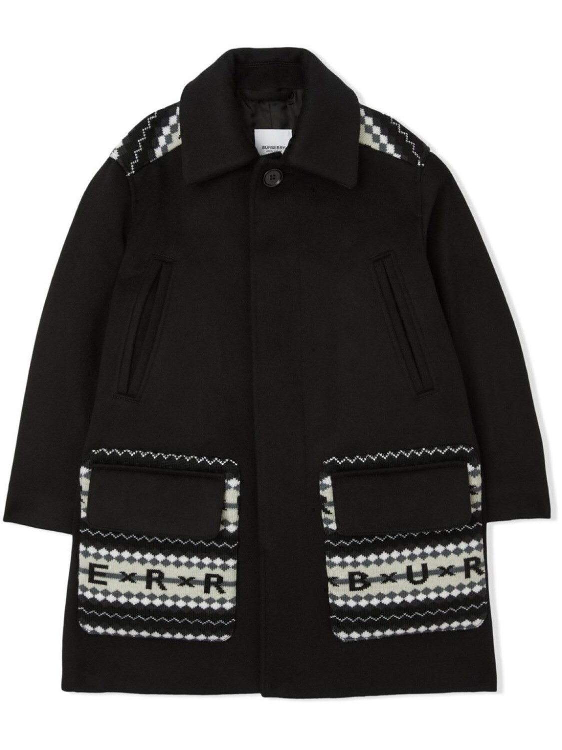 

Burberry Kids пальто с логотипом и узором фэр-айл, черный