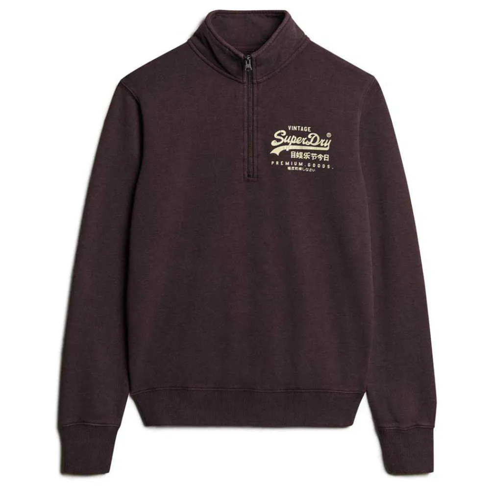 

Толстовка Superdry Classic Vl Graphic half zip, коричневый