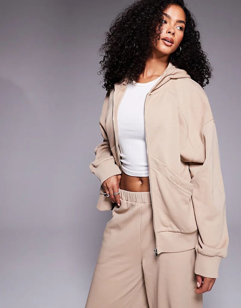 

Weekend Collective Coord Толстовка на молнии с вышитым логотипом шоколадного цвета Asos Weekend Collective