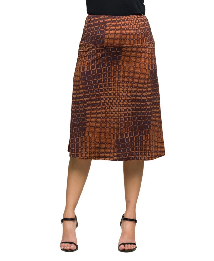 

Женская коричневая юбка до колена с геометрическим принтом 24seven Comfort Apparel, Brown Multi