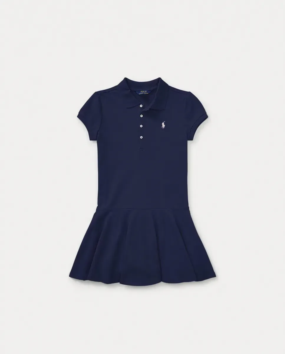 Детское платье поло из эластичного пике Polo Ralph Lauren, темно-синий — фото 4