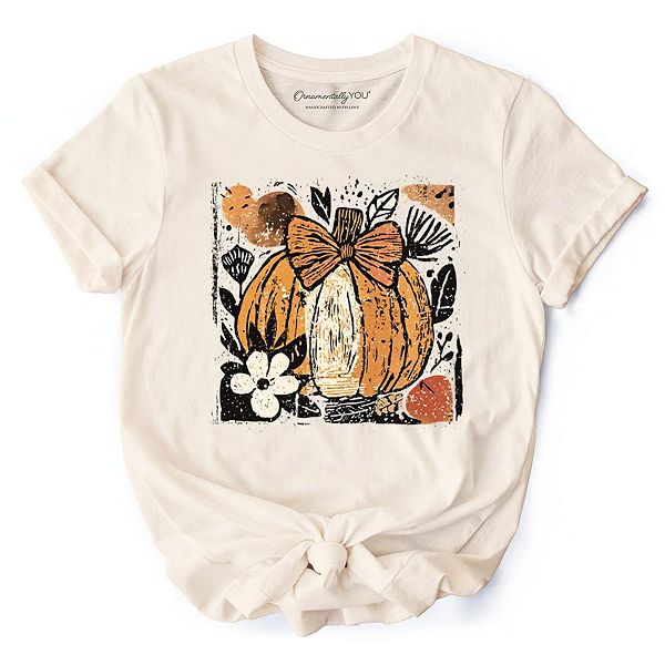 

Футболка Pumpkin с осенним цветочным принтом и бантом Ornamentallyyou, Natural