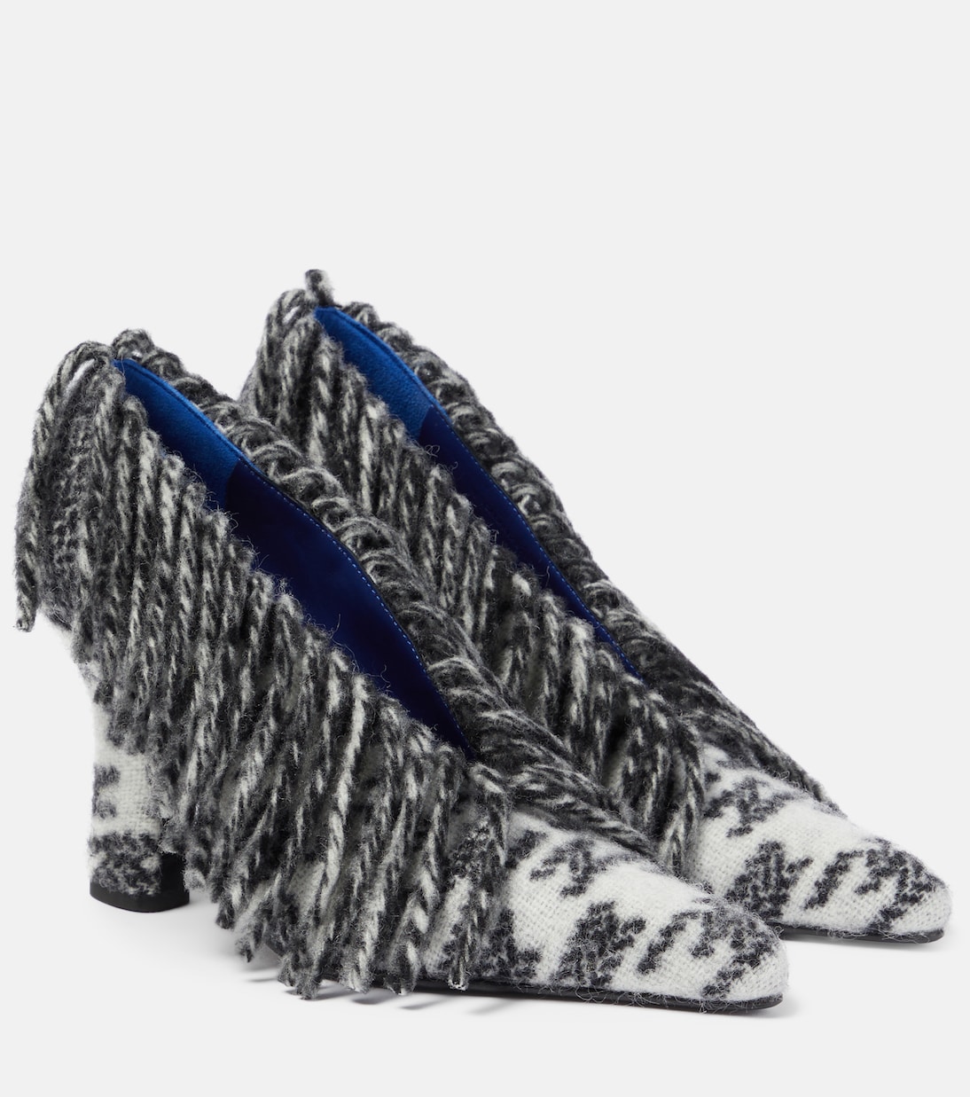 Туфли-лодочки из шерсти с бахромой Sweep 100 Burberry, Black Ip Chk