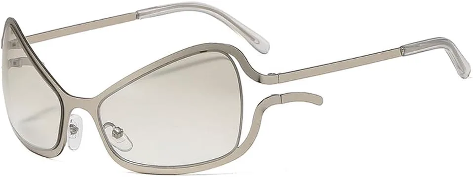 

Женские солнцезащитные очки в стиле панк «Кошачий глаз», винтажная металлическая оправа, модные солнцезащитные очки с защитой от УФ-излучения UV400 WNCKSQ, C5silver