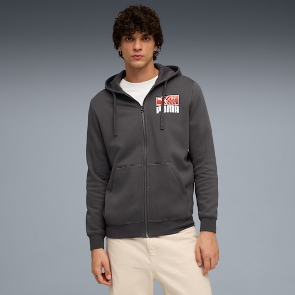 

Мужская флисовая толстовка с капюшоном на молнии House Of Graphics Puma, серый