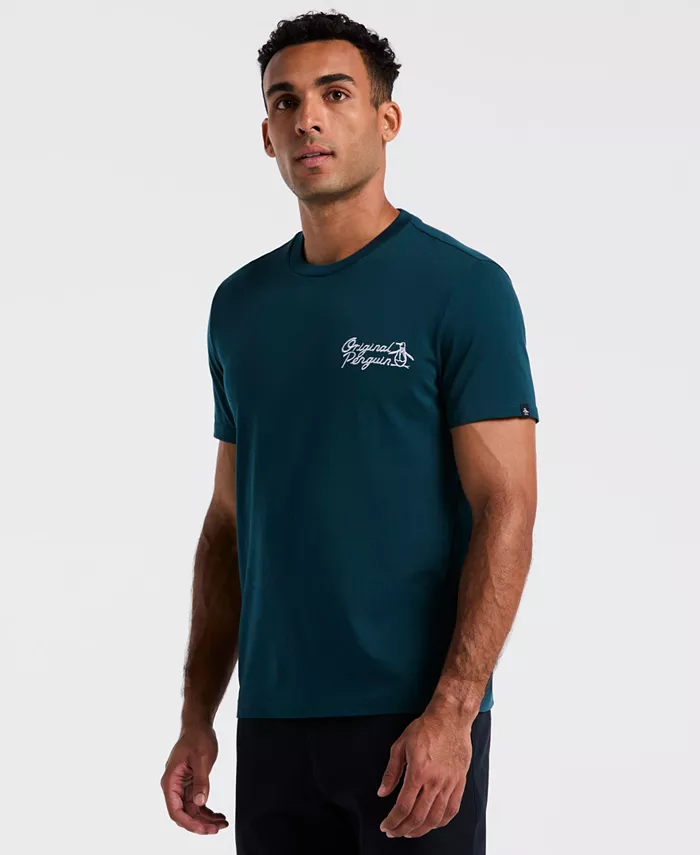 

Мужская футболка с коротким рукавом и графическим принтом в стиле покер Original Penguin, синий