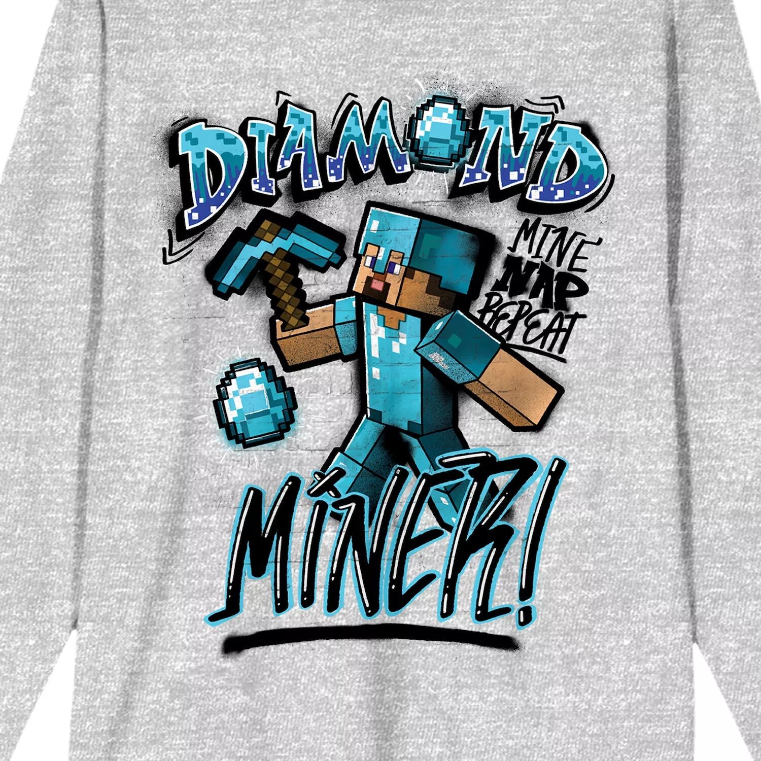 

Мужская футболка с длинными рукавами Minecraft Diamond Miner Licensed Character