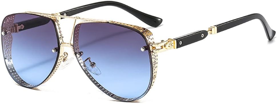 

Винтажные готические стимпанк солнцезащитные очки 2027 года для женщин, ретро-металлические очки-пилоты в стиле панк для мужчин, защита от ультрафиолета UV400 MTZJH, Grey Blue