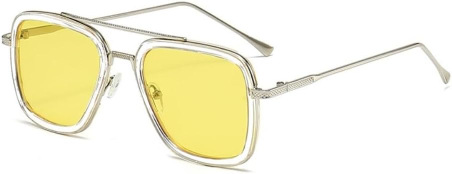 

Винтажные солнцезащитные очки-авиаторы квадратной формы для мужчин и женщин, металлические прямоугольные, винтажные, прозрачные, модные солнцезащитные очки Kelukes, 10-silver Frame