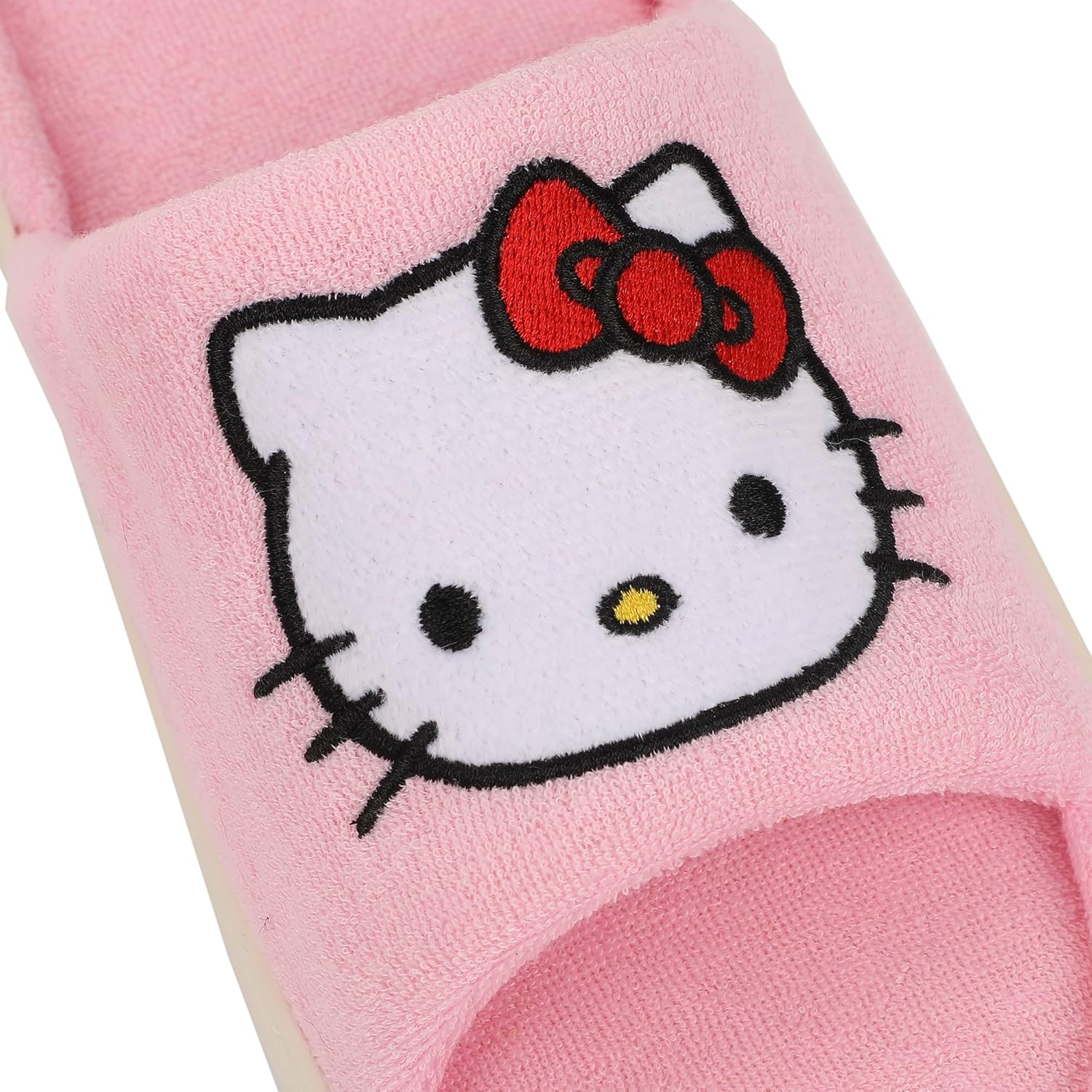 Мужские тапочки Bioworld с открытым носком и нашивкой в виде головы персонажа Hello Kitty, розовый — фото 4