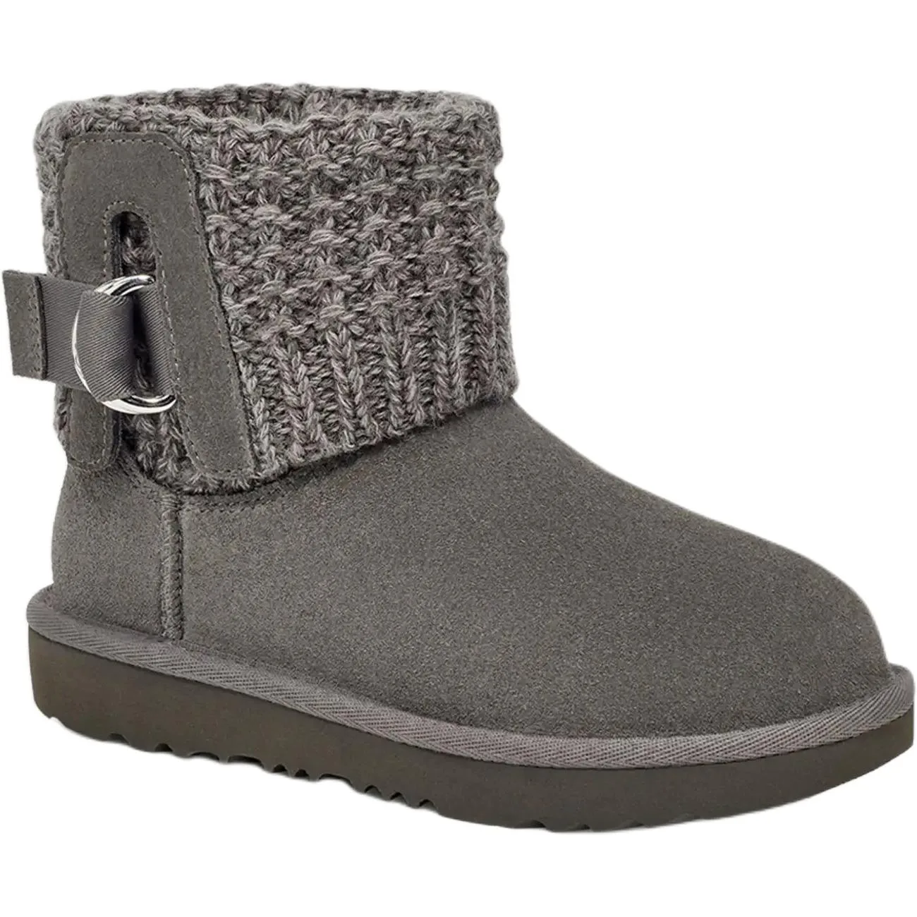 UGG Детские серые ботинки с противоскользящей и износостойкой подошвой — фото 4