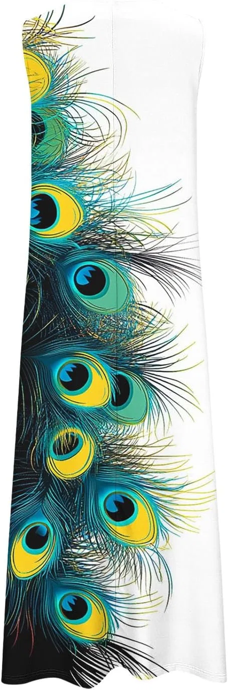 Generic Платье-макси Flowy Boho для женщин 2025 Trendy Elegant с V-образным вырезом и вырезом Notch, длинное цветочное вечернее платье для промо-вечеринки или сандалии — фото 4