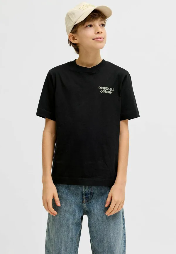 Футболка с принтом jornorrebro typo tee crew neck print tshirt Jack & Jones Junior, Black — фото 3