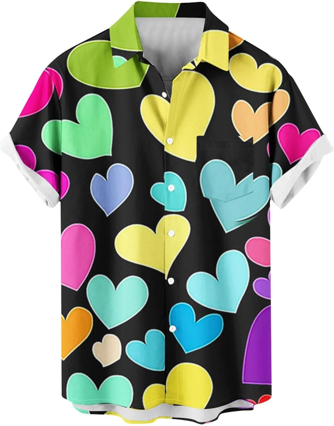 

Мужская футболка Funny Valentines Day с принтом в виде сердца и отложным воротником