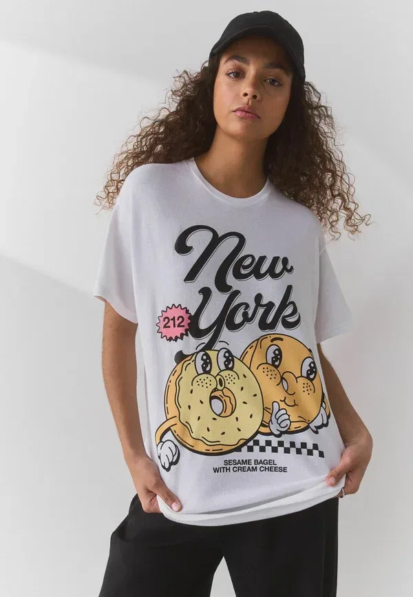 Футболка с принтом Next Regular fit grapic new york bagel t-shirt, белый