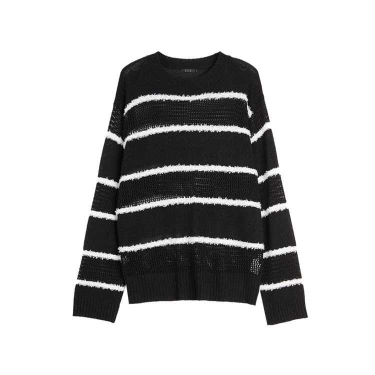 

ELLE Тонкий свитер женский черный с круглым вырезом