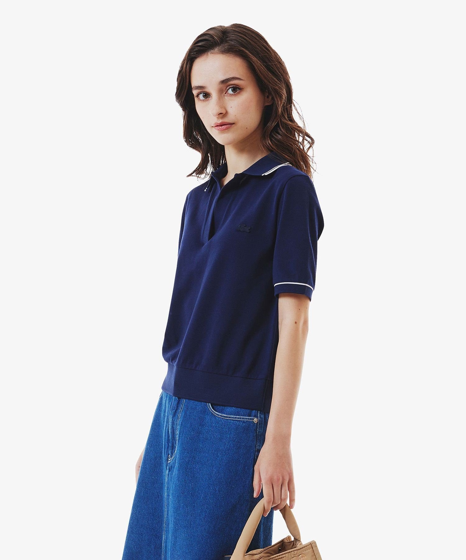 Рубашка-поло LACOSTE Navy с воротником-стойкой — фото 3