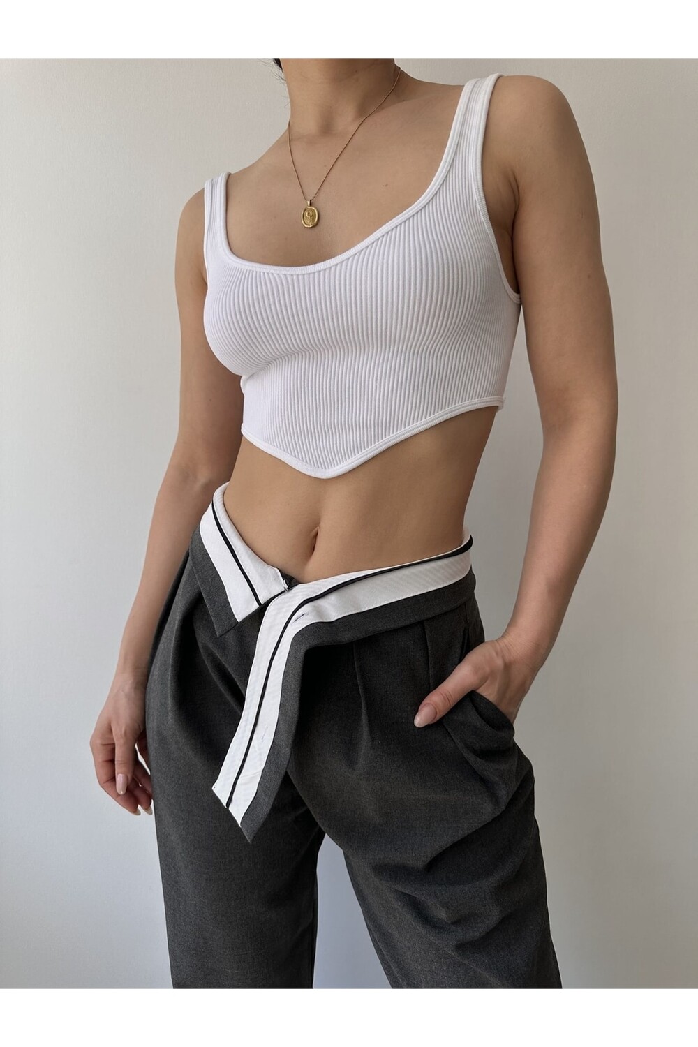 

Брюки-палаццо антрацитового цвета Ganni Mai Collection, серый