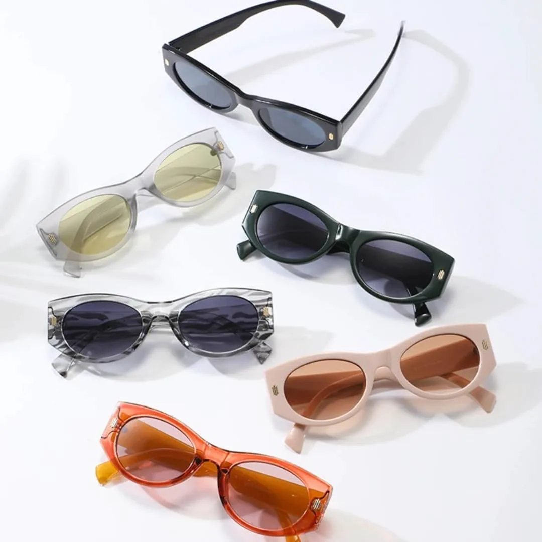 

Солнцезащитные очки «кошачий глаз» для женщин и мужчин, роскошные ретро-очки с заклепками, градиентной защитой от УФ-излучения UV400 TVTBBVV, Beige Pink Tea