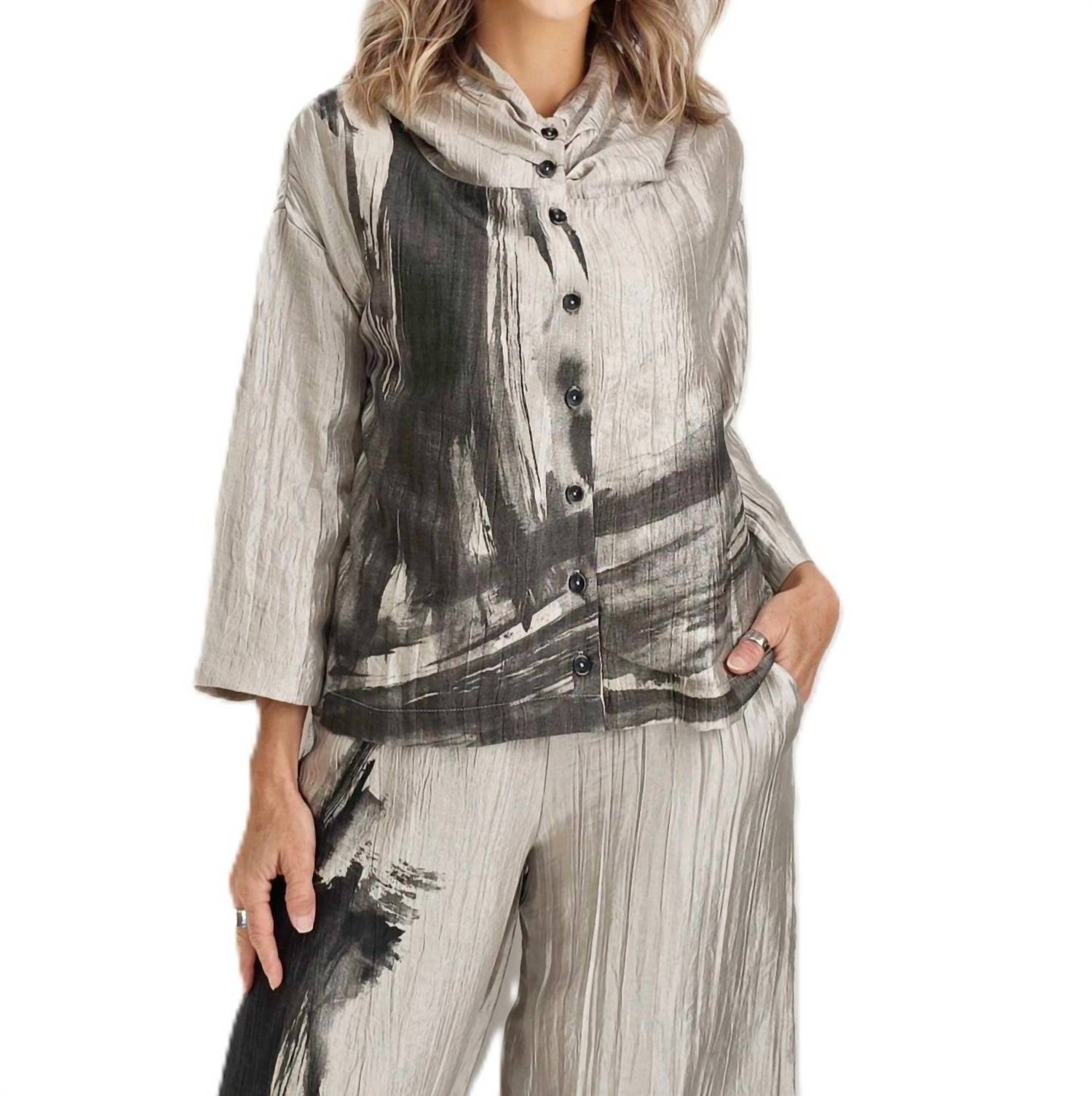 

Ozai N Ku Художественная блузка-жакет на пуговицах спереди, серого цвета