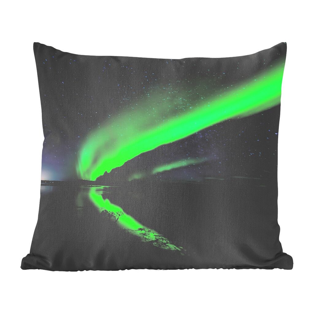 

MuchoWow Northern Lights - Северное сияние над водой в Исландии - 60x60 см - чехол на подушку - хлопчатобумажная ткань - декоративные чехлы на подушки