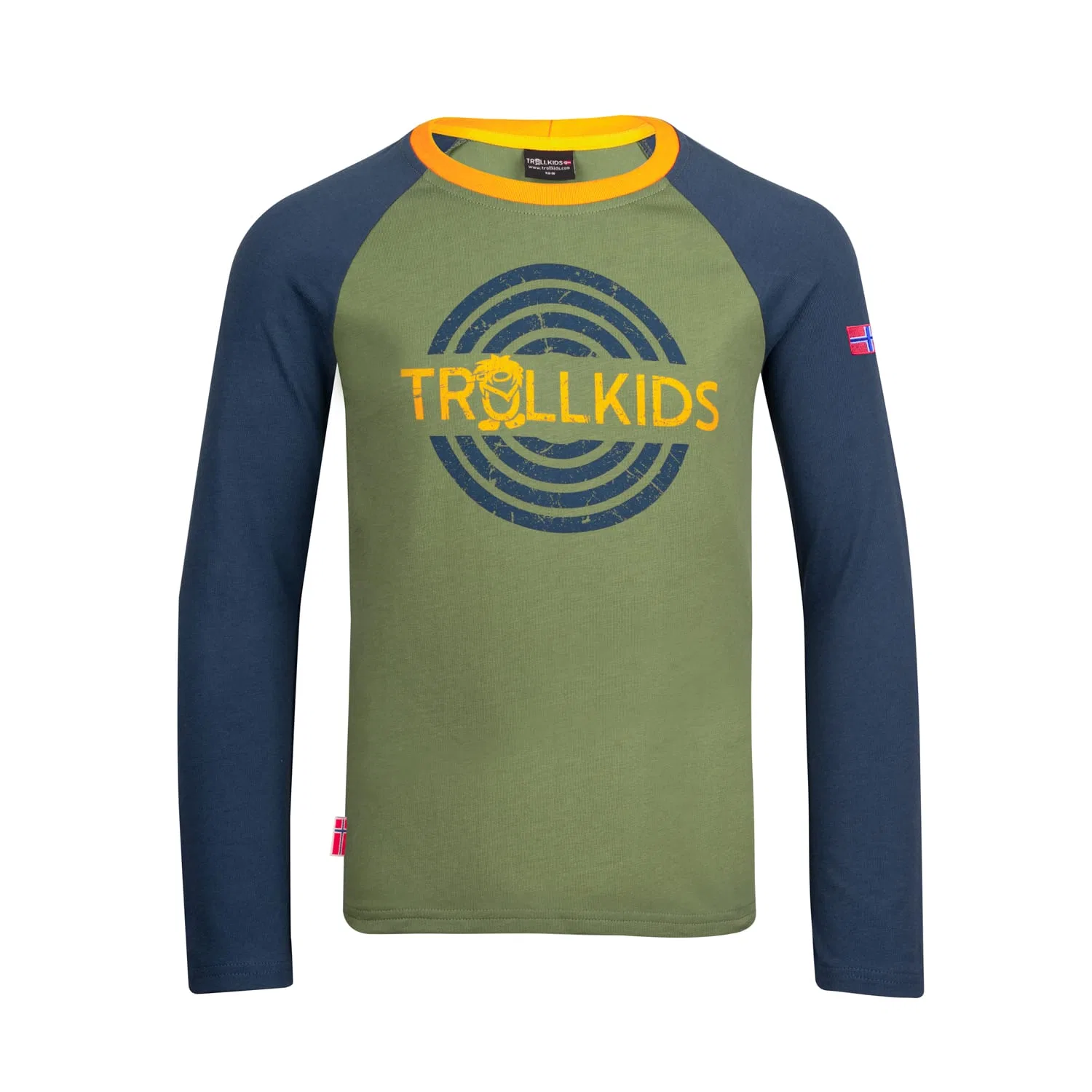 Лонгслив из органического хлопка Trollkids, moss/blue