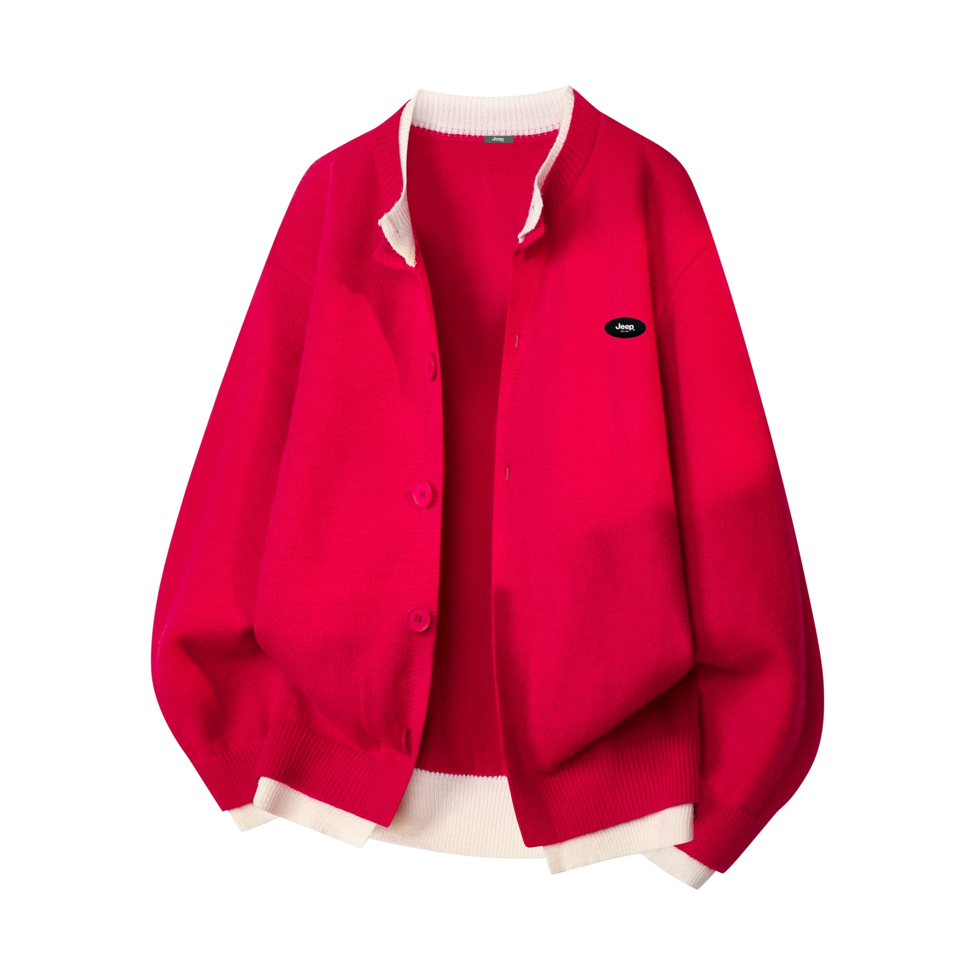 

Jeep Свитер Unisex Red с круглым вырезом утолщенный кардиган