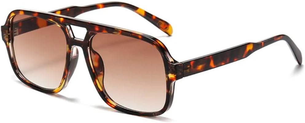 

Солнцезащитные очки для мужчин и женщин - защита UV400 - двойные перемычки, желто-зеленый градиент, для занятий спортом на открытом воздухе и вождения DSVIGF, Leopard Tea Gradient