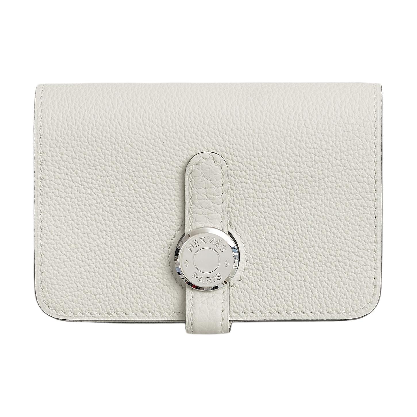 

HERMES Держатель для карт из телячьей кожи Dogon Togo женский M4 Gris Pale Cream серый
