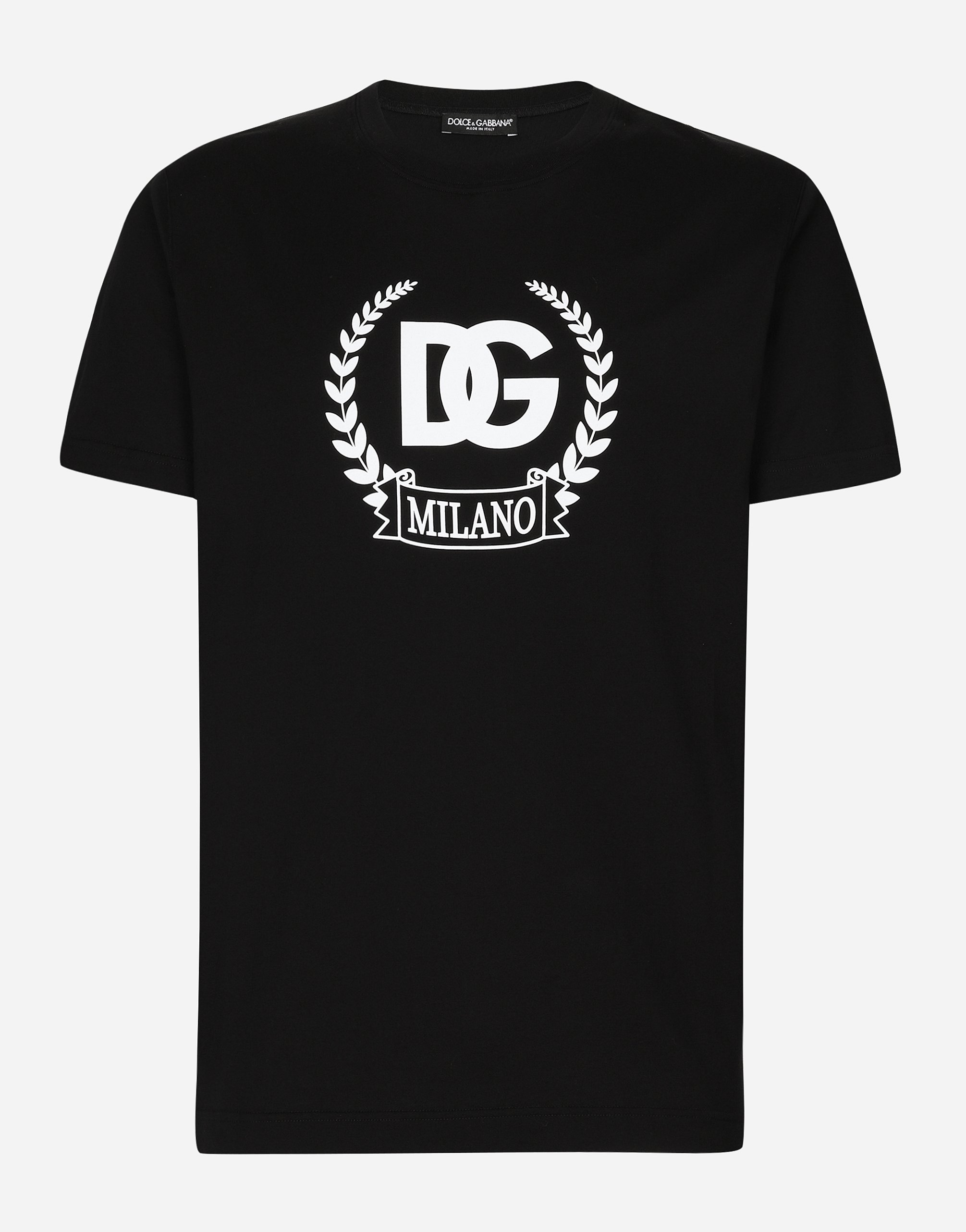 

Хлопковая футболка с короткими рукавами и принтом dg Dolce & Gabbana, черный