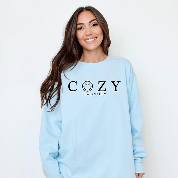 

SWSmiley cozy outline - женский окрашенный в готовом виде графический свитшот Simply Sage Market, Chambray