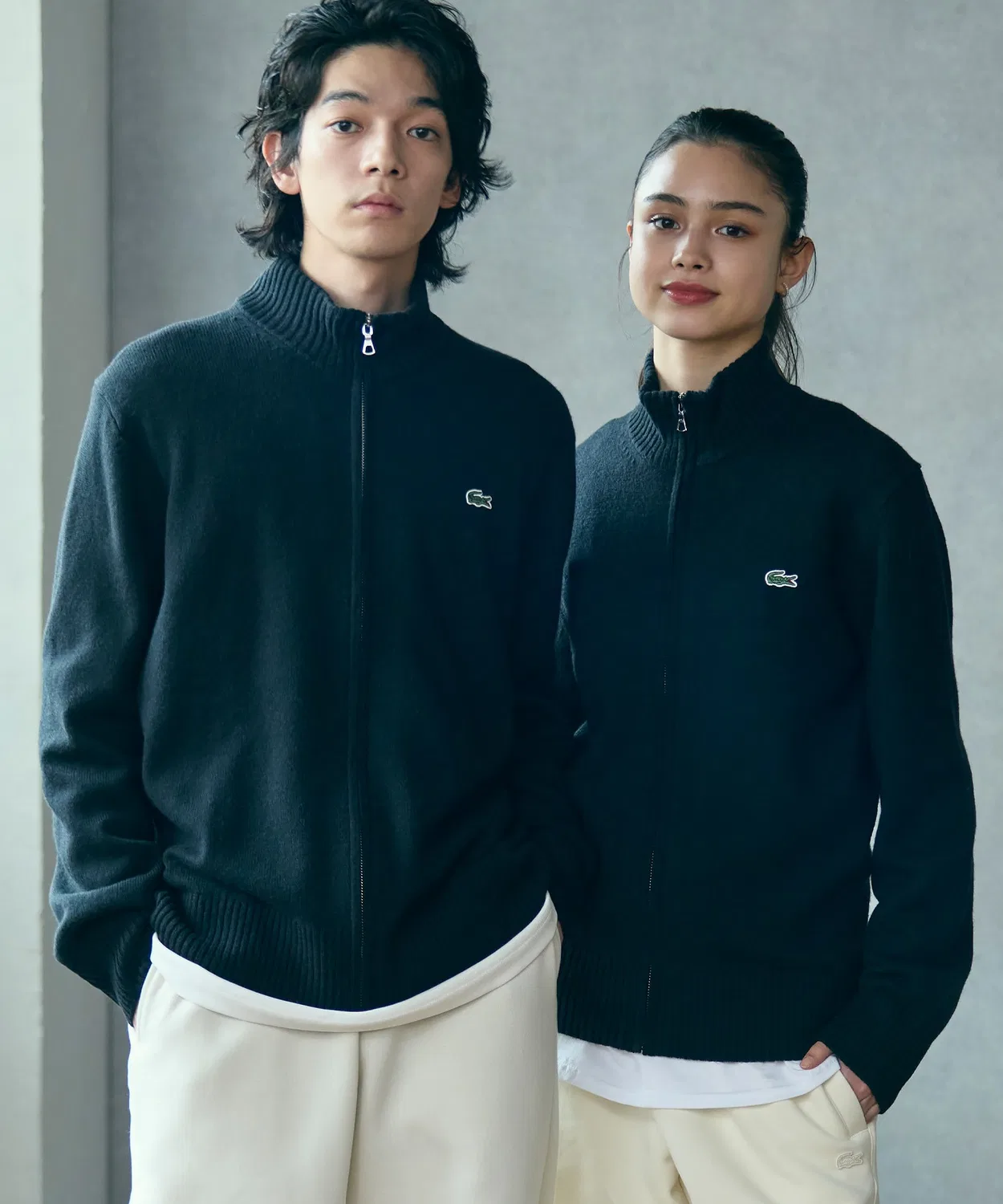 Свитер Lacoste с молнией, классический вязаный, черный