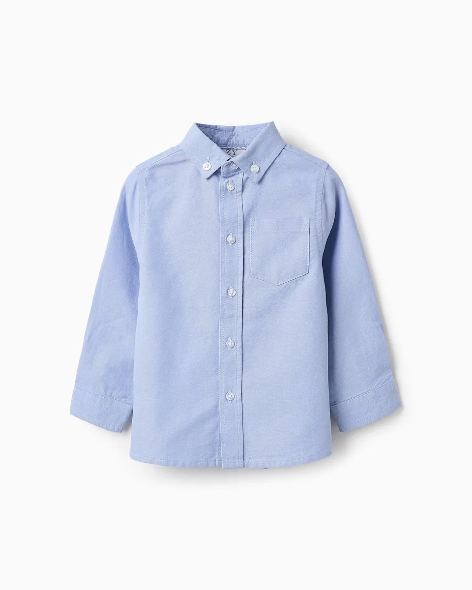 

Классическая рубашка для мальчика из 100% хлопка Zippy, светло-голубой