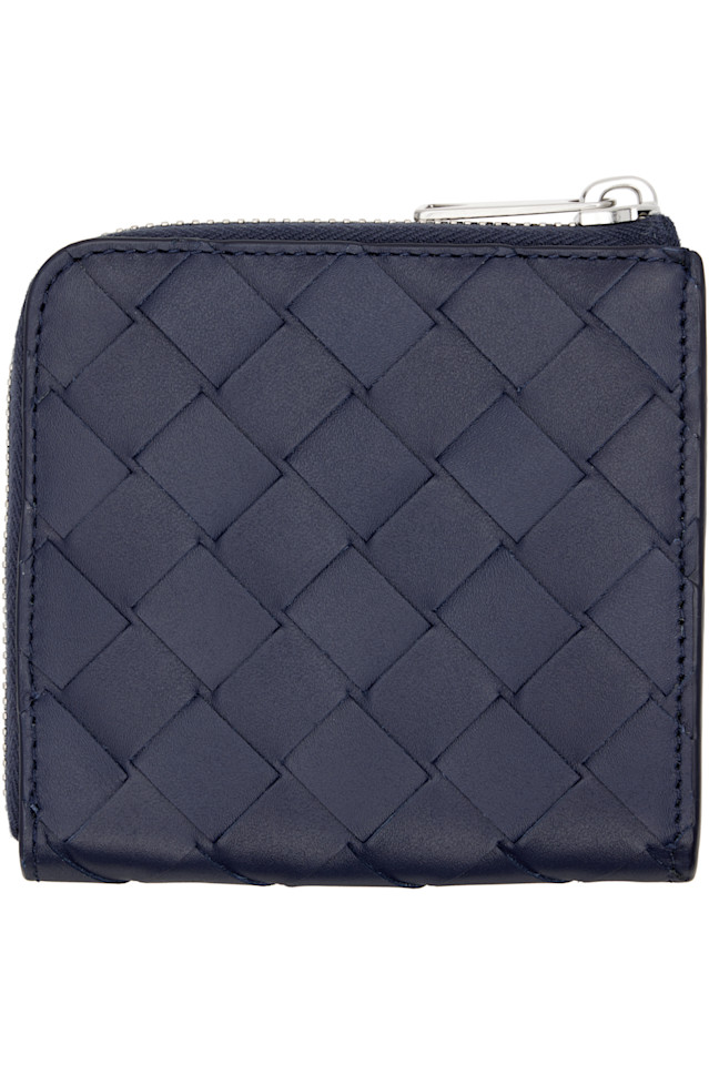 Bottega Veneta Кошелек Navy intrecciato с квадратной застежкой-молнией — фото 2