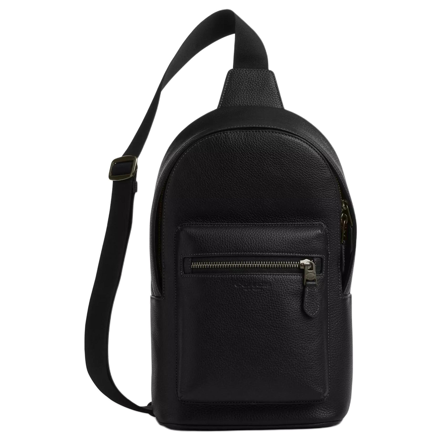 

Кошелек-пояс Rowan из галечной кожи с наплечным ремнем Trumpets мужской черный COACH