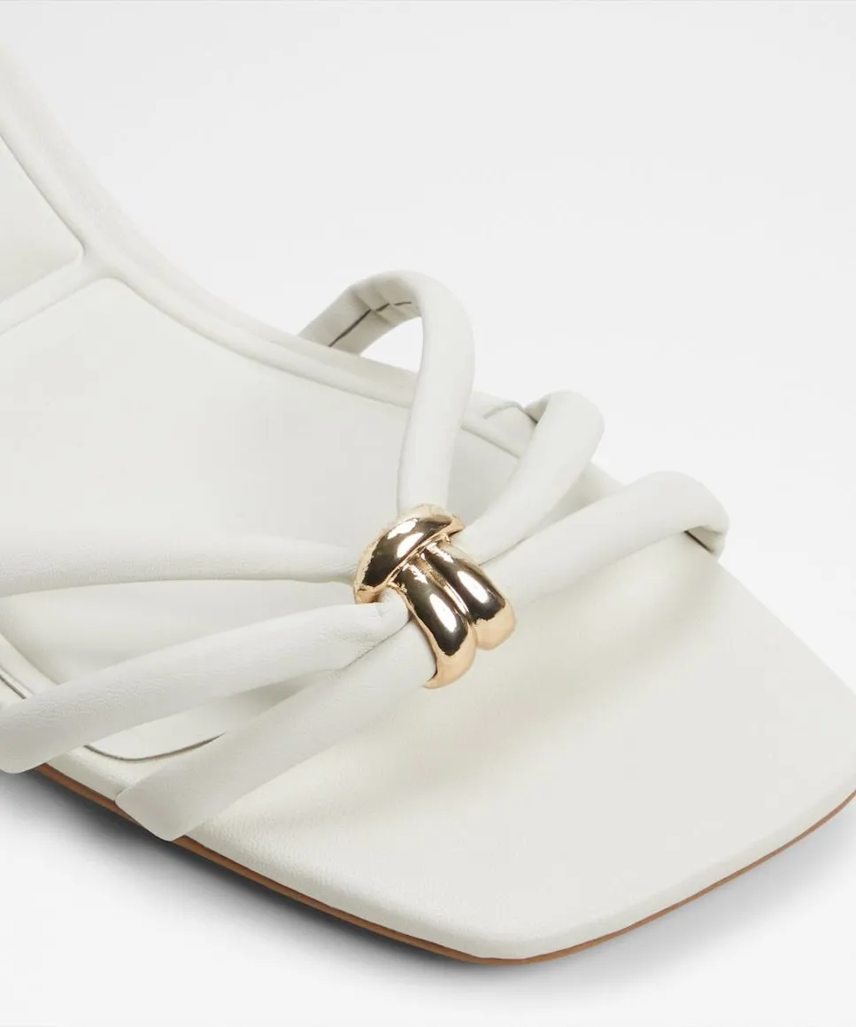 Женские кожаные босоножки на квадратном каблуке Aldo, белый — фото 2